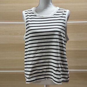 GAP Black and White Striped Muscle Tee